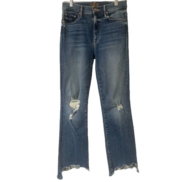Mother The Insider Crop Stew Chew Jeans Size 26 In Dancing on Coals Distressed - Picture 6 of 16